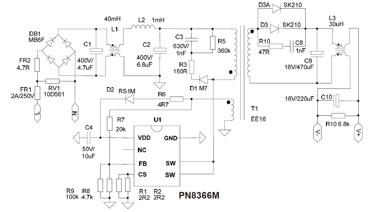 12V/0.5A小功率电源适配器ic方案