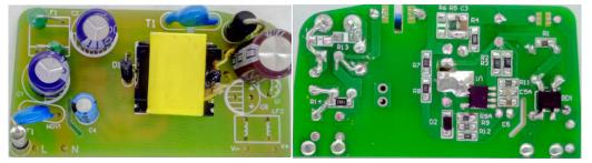12V1A电源适配器方案PCB及DEMO实物图