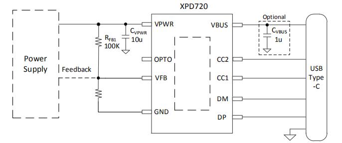 协议芯片XPD720 DC-DC电路图
